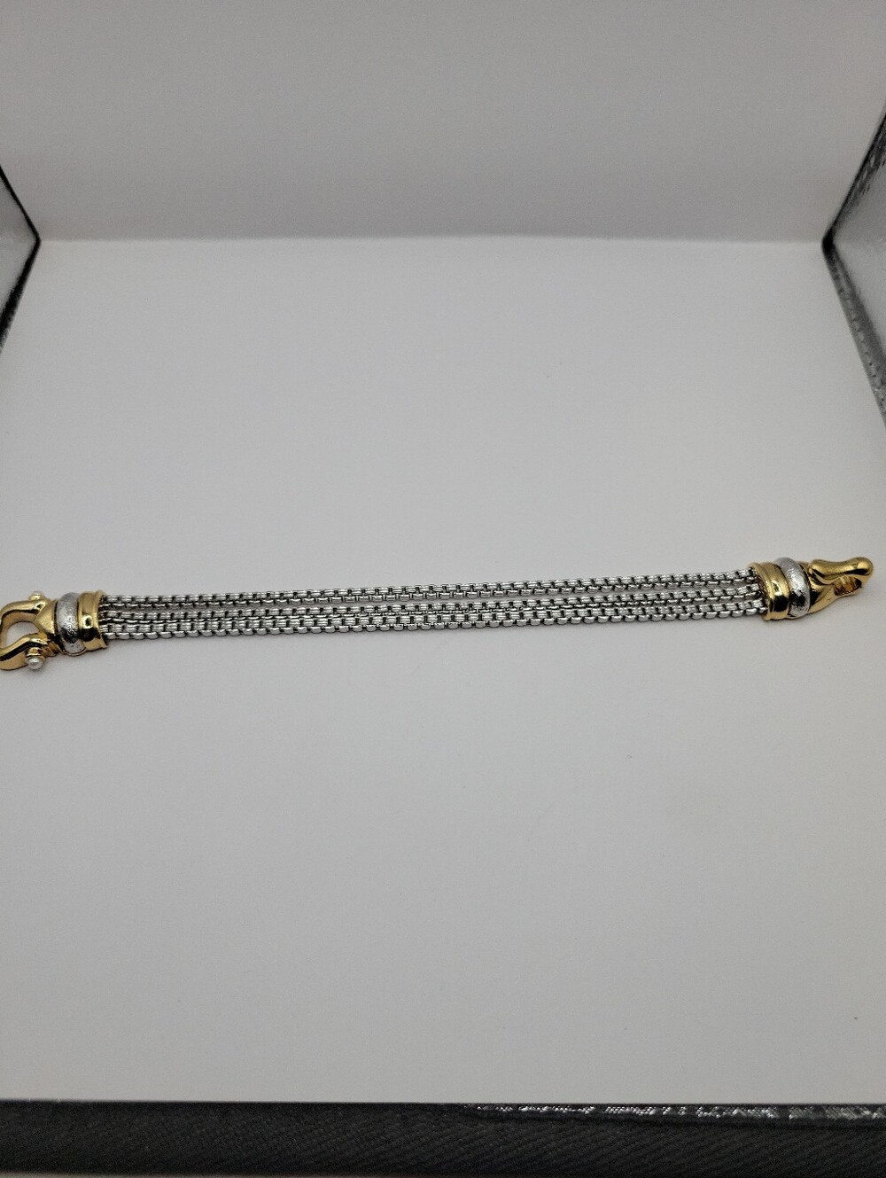 Vintage Park Lane Two-Tone Multi-Strand Chain Bracelet with Magnet Clasp 7 In. - Picture 6 of 6